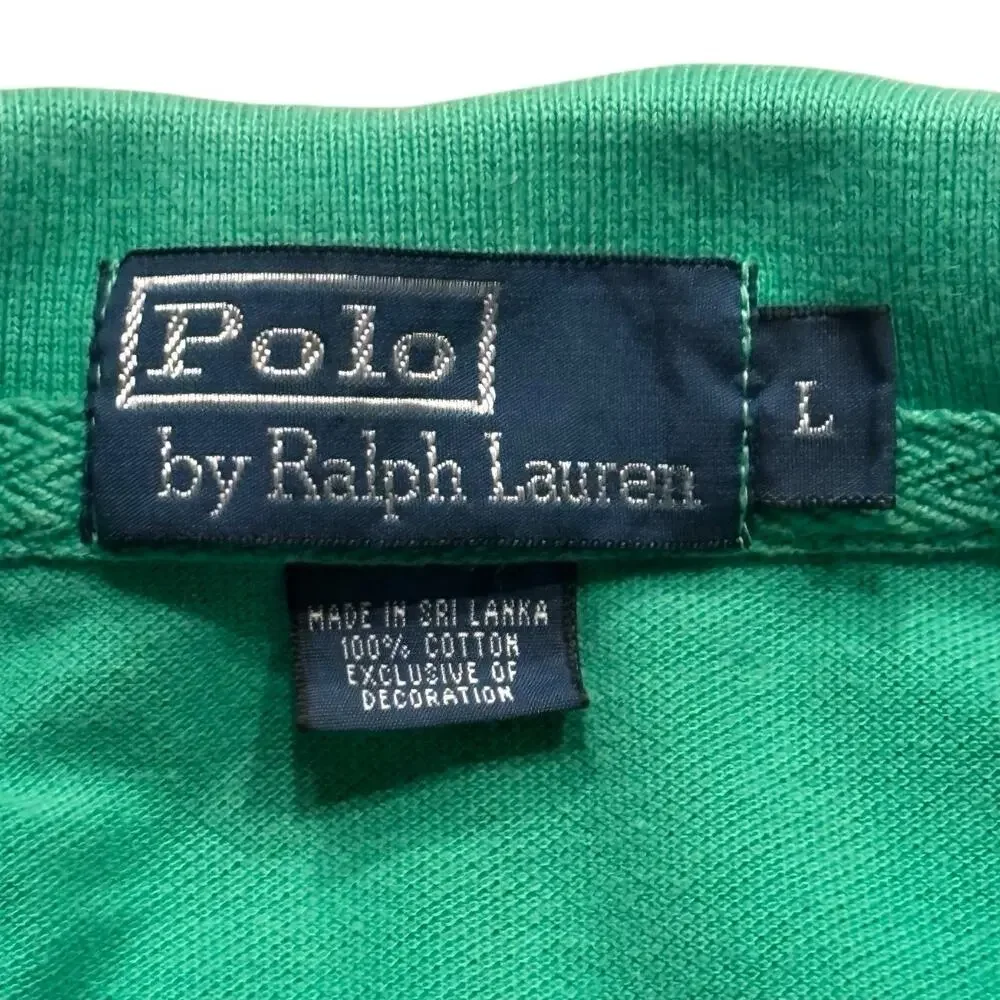 Vintage Polo Ralph Lauren Rugby Polo Kelly Green Double Big Pony Logo Large